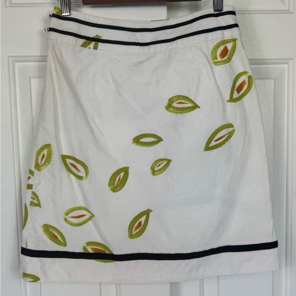 Anthropologie Edme‎ & Esyllte white cotton parrot pencil skirt SIZE 4 - Picture 4 of 11